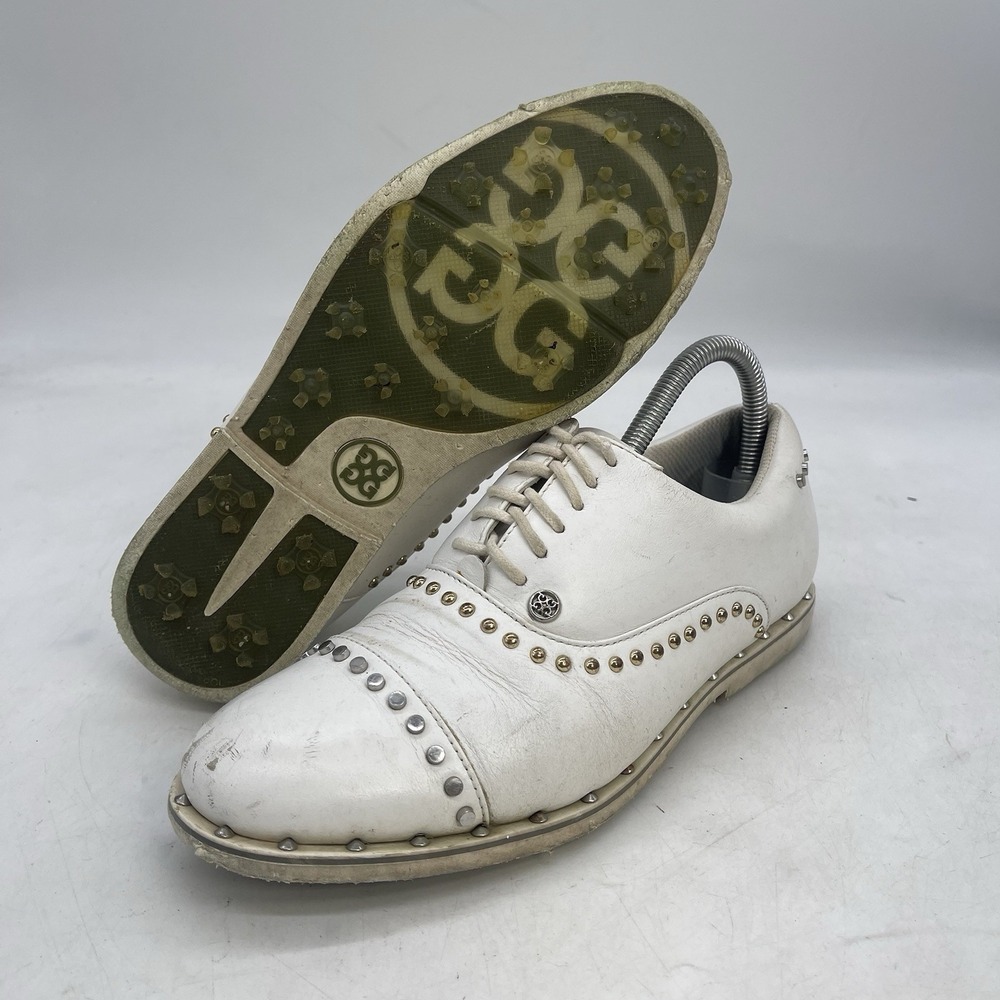 G/FORE Gallivanter Golf Shoes Womens 8 White Ladies Stud Cap Toe Leather Lace Up